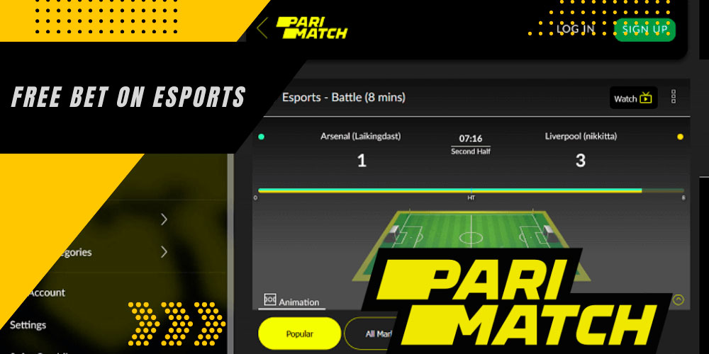 Free bet on eSports Parimatch